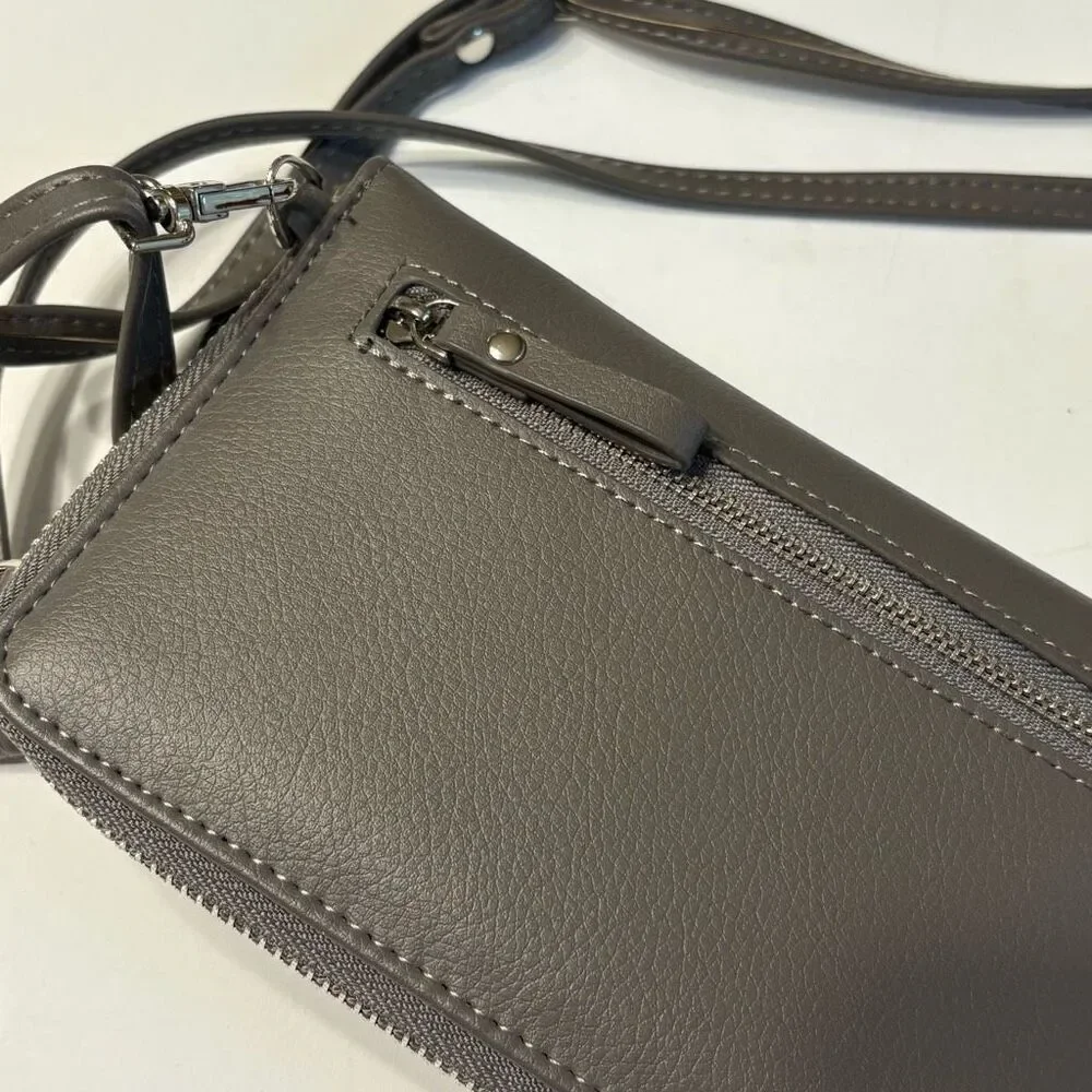 Kukoo Small Crossbody Bag Cell Phone Purse Wallet with Credit Card Slots Grey